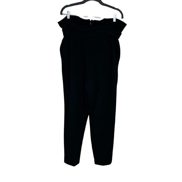 Josie Natori black core crepe paper bag waist pants size 12 - Picture 3 of 15